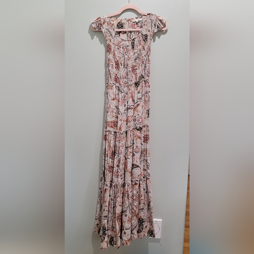 Maxi Dress with Flutter Cap Sleeves